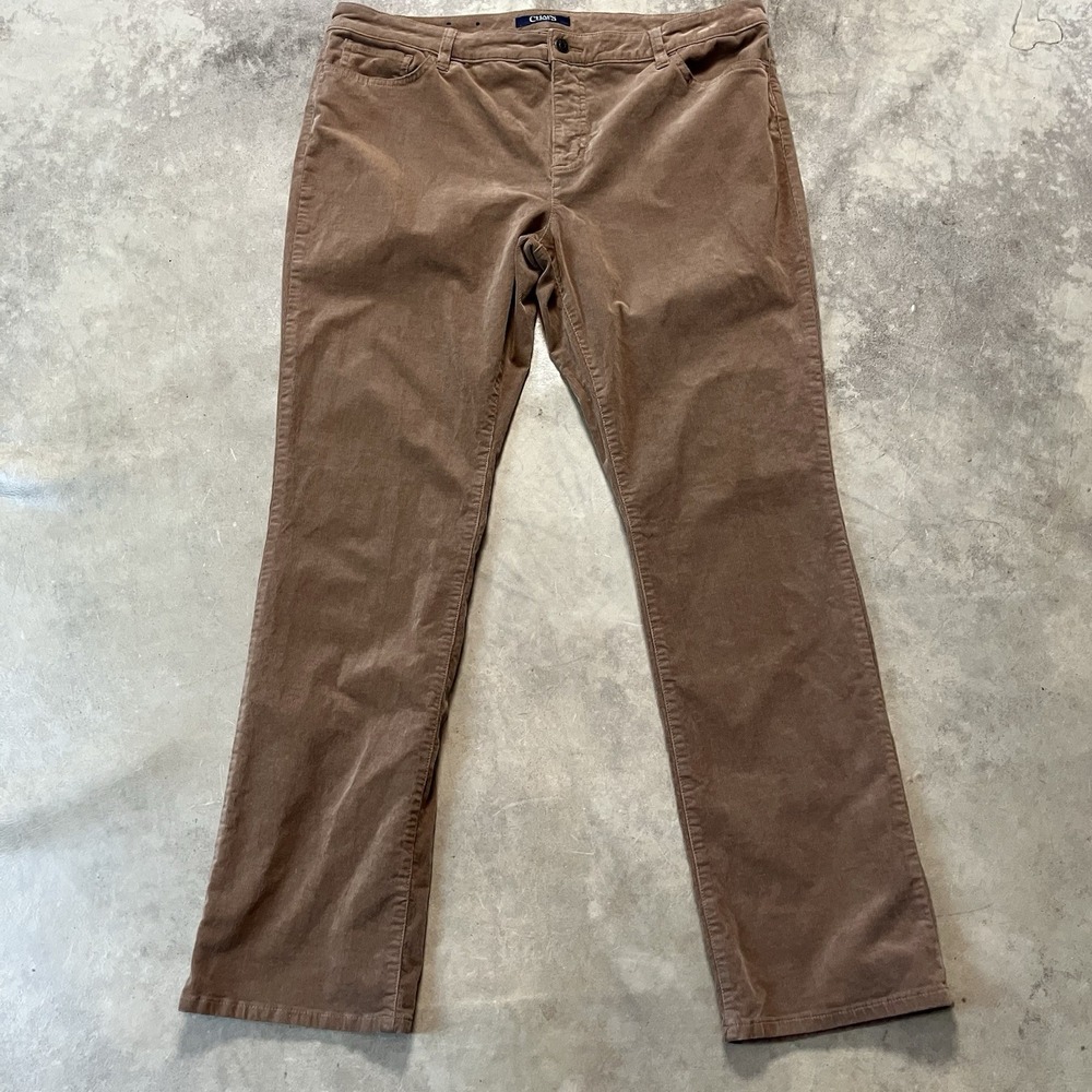 Chaps Pants Womens Size 16 Modern Staight Corduory Tan/Brown Mid Rise